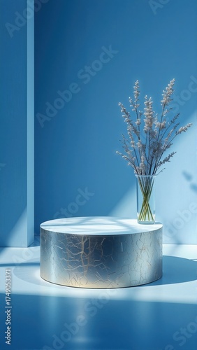 Wallpaper Mural 
keyword: vase, flowers, dried, plant, floral, minimalist, modern, interior, design, decor, blue, Torontodigital.ca