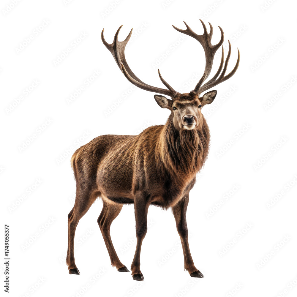Obraz premium Majestic brown stag with large antlers, on black
