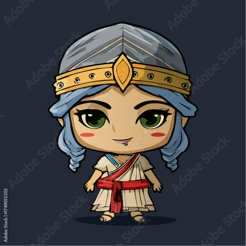 Ancient Greek goddess character portrait with transparent background