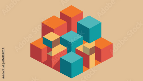 abstract 3d cubes collage soft shadows