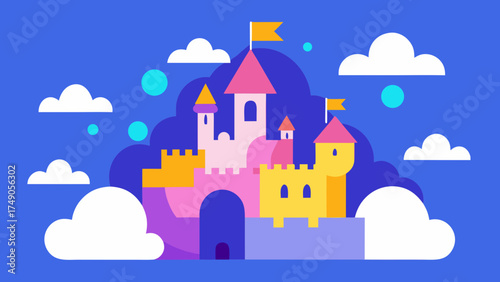 Magical Fairytale Castle Clouds Collage