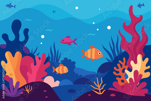 Magical Underwater Collage With Coral Reefs