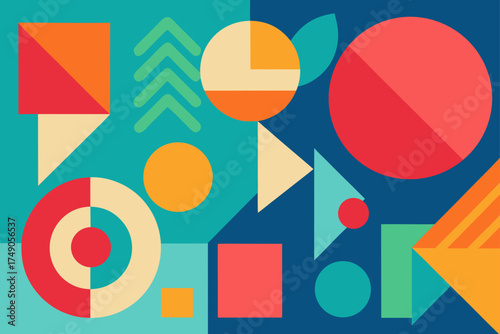 retro paper cut geometric collage