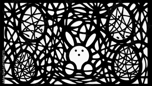 Intricate laser cut Easter eggs with bunny for spring crafts and decoration projects so trendy