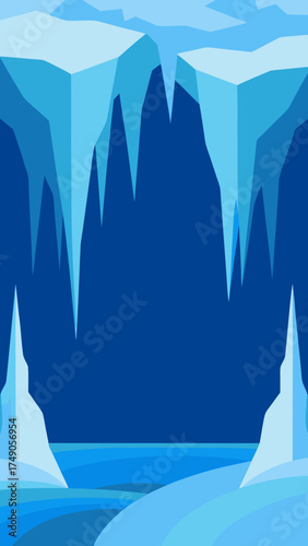 winter ice cave background collage