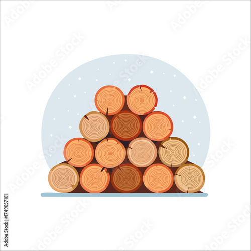 Natural Wooden Logs Stack for Cabin Life and Countryside Illustration