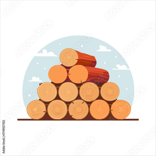 Pile of Chopped Wood Timber for Fireplace and Heating Supply Theme