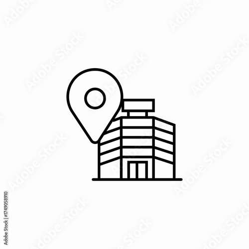 hotel location pin icon sign vector