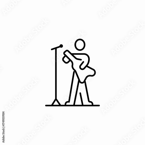 man playing guitar icon sign vector