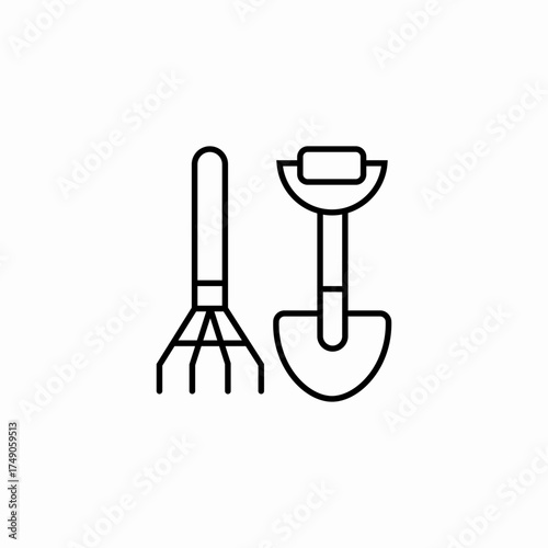 rake and trowel icon sign vector