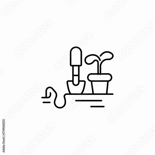 trowel potted plant icon sign vector