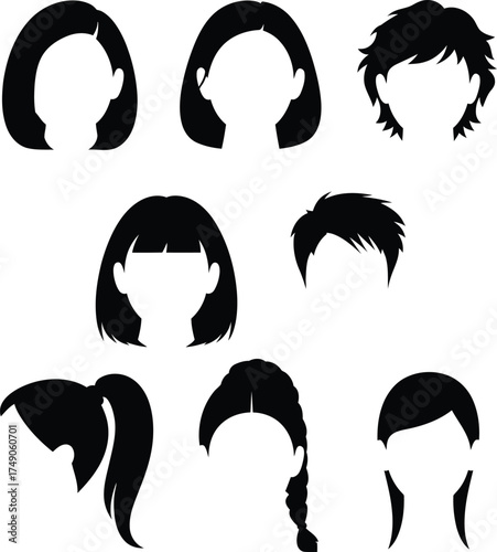 Vector hairstyles collection with various haircuts for men and women design