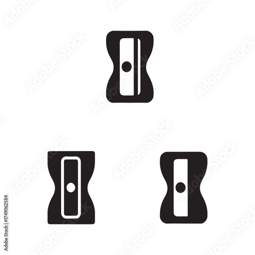 Manual Pencil Sharpener Stationery Icons Set