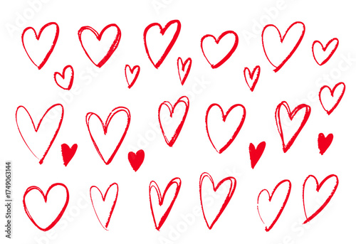 可愛い手描きのハート素材	