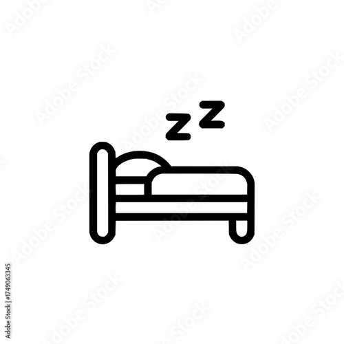 Illustration of a bed with a pillow and a blanket and zz symbols above it indicating sleep and rest time