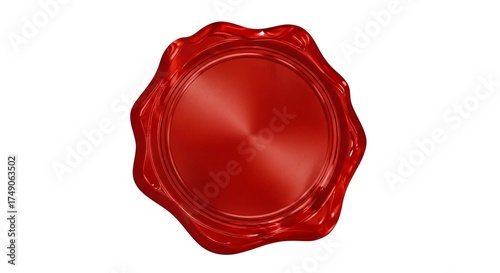 Red Wax Seal Stamp Isolated on White Background