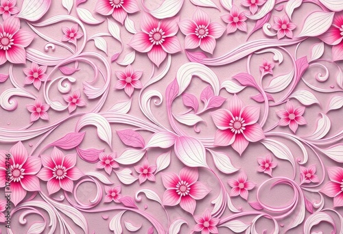 Intricate, swirling floral pattern in pastel hues, delicate lines,  bloom,  pattern