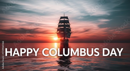 Sailing into History – Columbus Day Ship at Sunset