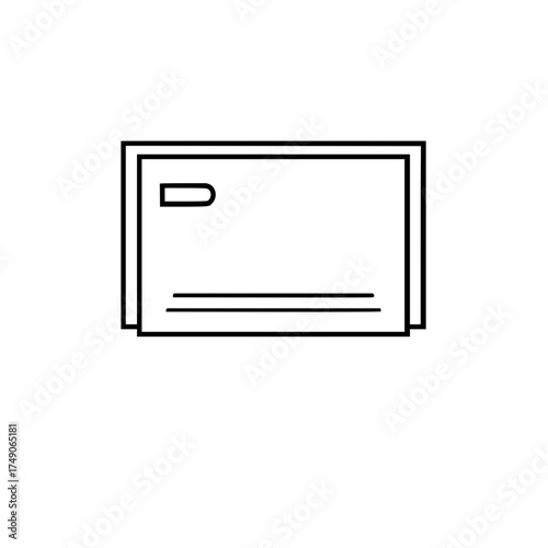 Outline illustration of a stacked document with a rounded tab and two horizontal lines below it