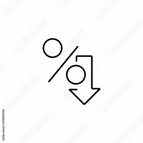 percentage decrease arrow icon sign vector