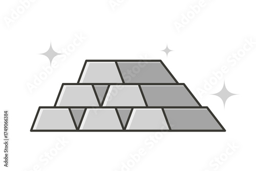 Stack of Shiny Silver Bars Vector Illustration