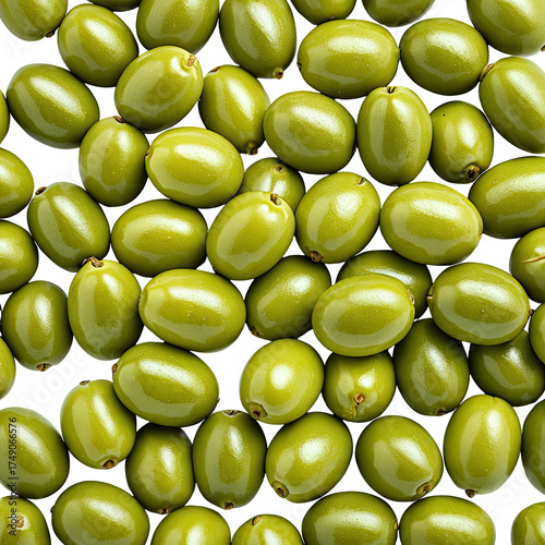 Green olives background a pile of fresh and healthy olives