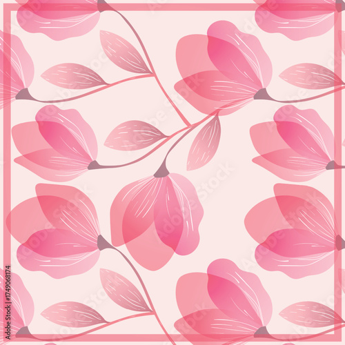 Print for kerchief, bandana, scarf, handkerchief, shawl, neck scarf. Squared pattern with ornament for fabric, textile, silk products. Paisley vector with abstract flowers. Floral folk tracery.