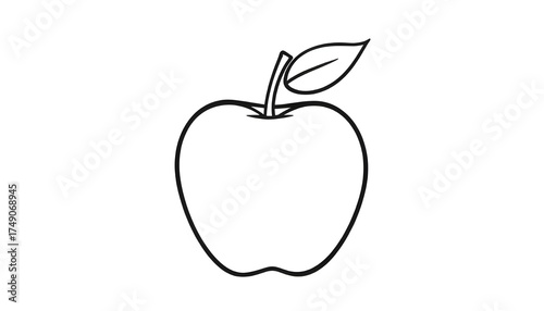 Simple Line Art Drawing of Apple