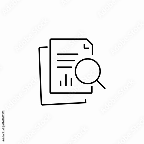 analyze document search icon sign vector