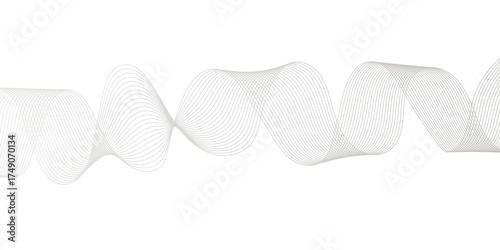 Abstract white and gray wave line futuristic technology flowing particles. modern curved wave smooth stripe seamless pattern. digital frequency track equalizer. stylized wave line art background.