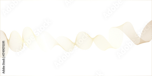 Abstract white and gold wave line futuristic technology flowing particles. modern curved wave smooth stripe seamless pattern. digital frequency track equalizer. stylized wave line art background.