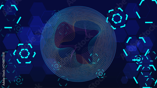 Abstract Digital Object in Data Sphere Technology Background