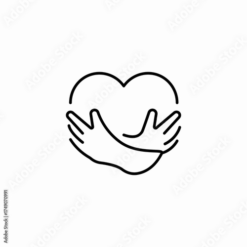 hands hugging heart icon sign vector