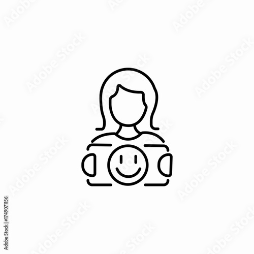 smiling photo girl icon sign vector