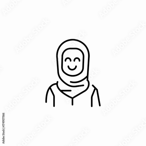 smiling woman hijab icon sign vector
