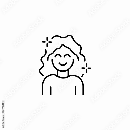 smiling woman sparkling icon sign vector