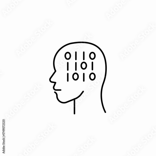 mind binary code icon sign vector