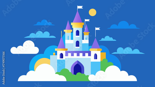 magical fantasy castle collage clouds