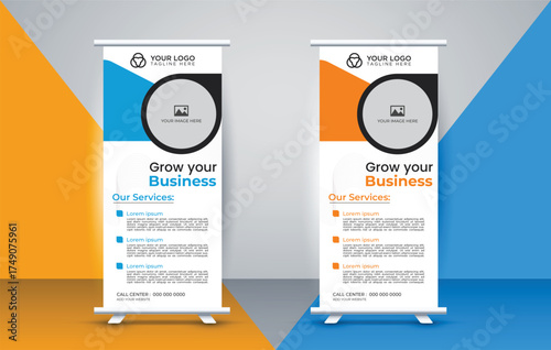 Business marketing rollup pullup signage retractable banner design with vector file