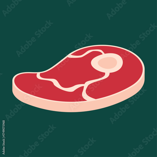 Delightful Cut Cartoon Style Steak for Culinary Design & Food Related Projects with Red Meat