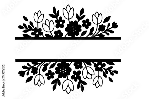 Floral Divider Silhouette with Mirrored Elegance