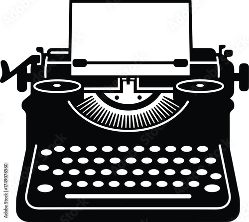 vintage typewriter with paper sheet inserted silhouette