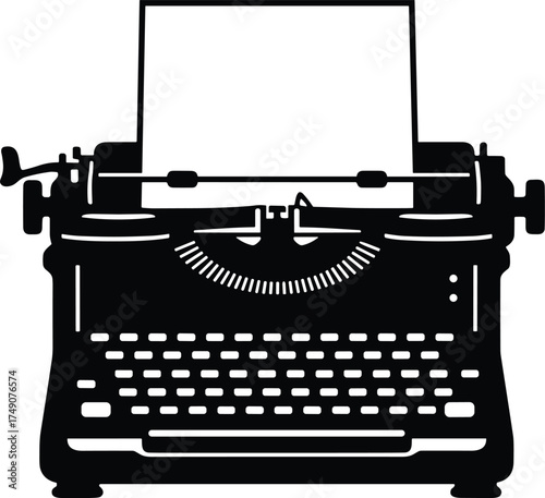 vintage typewriter with paper sheet inserted silhouette