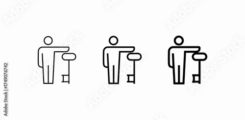 person leaning bin icon sign vector