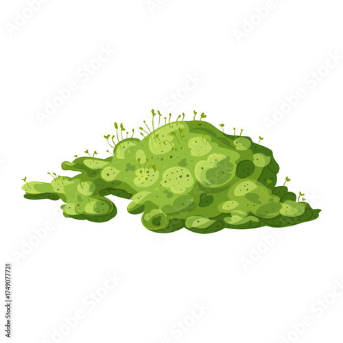 Vibrant green mossy mound with tiny sprouts, representing growth and nature's beauty