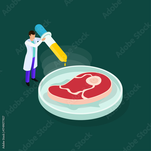 Scientist Developing Cultured Meat in Laboratory Using Dropper and Petri Dish