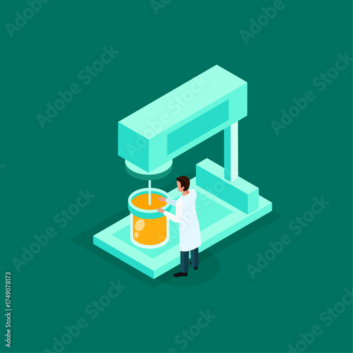 Scientist in a Lab Coat Working with a Mixer Machine in a Laboratory Setting