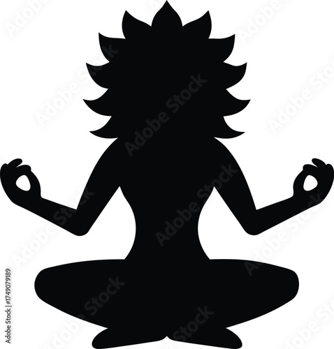 silhouette of a lion practicing yoga lotus pose