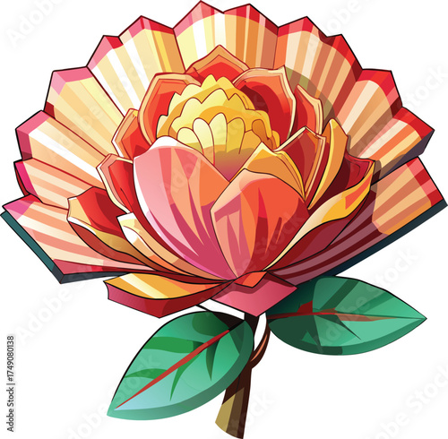 Lunar Digital Innovation elegant floral fan for refined tech celebration themes and sophisticated digital traditions