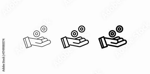 hand holding coins icon sign vector